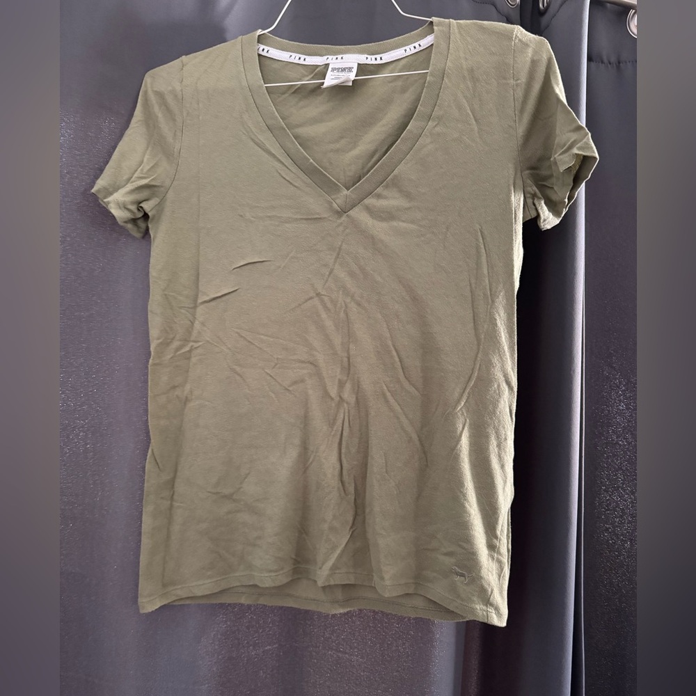 Victoria's Secret Olive Short Sleeve V-Neck Tee